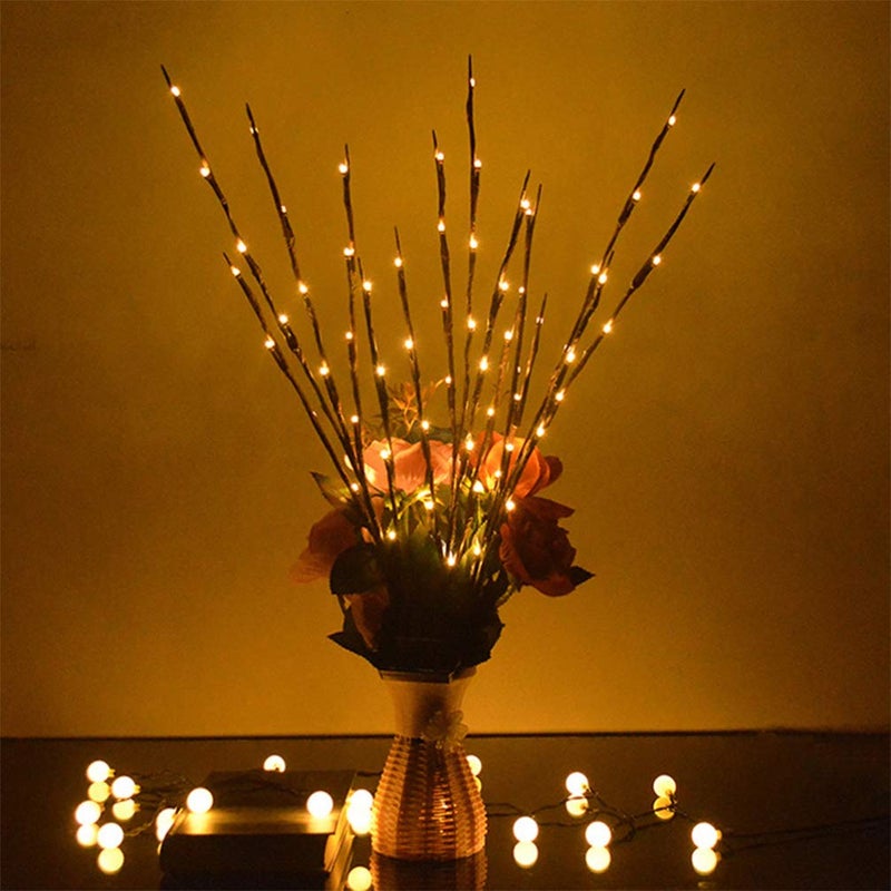 Uonlytech 60 LEDs Solar Powered Artificial Branch Lights Twig Lights Lighted Willow Branch for Christmas Thanksgiving Home Party Decoration (Warm Light) - Image 4